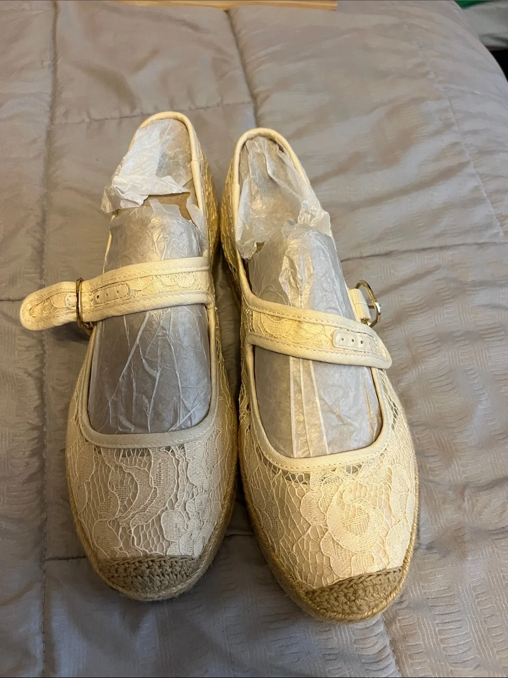 Sam & Libby Cream Lace Espadrille Mary Janes